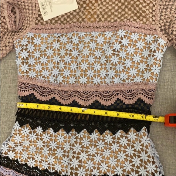 Self Portrait Bellis Lace Trim Dress With Frilled Sleeves - Picture 7 of 9